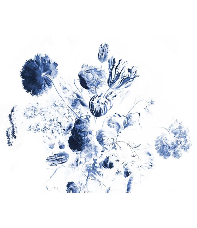 Bloemen behang Royal Blue Flowers, blauw