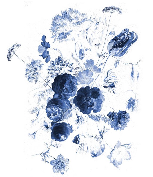 Bloemen behang Royal Blue Flowers, blauw