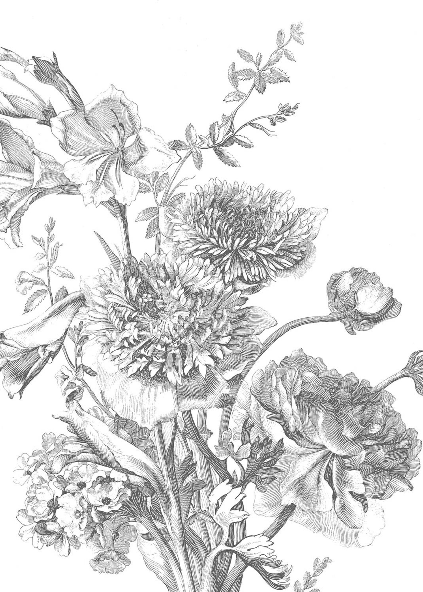 Bloemen behang Engraved Flowers