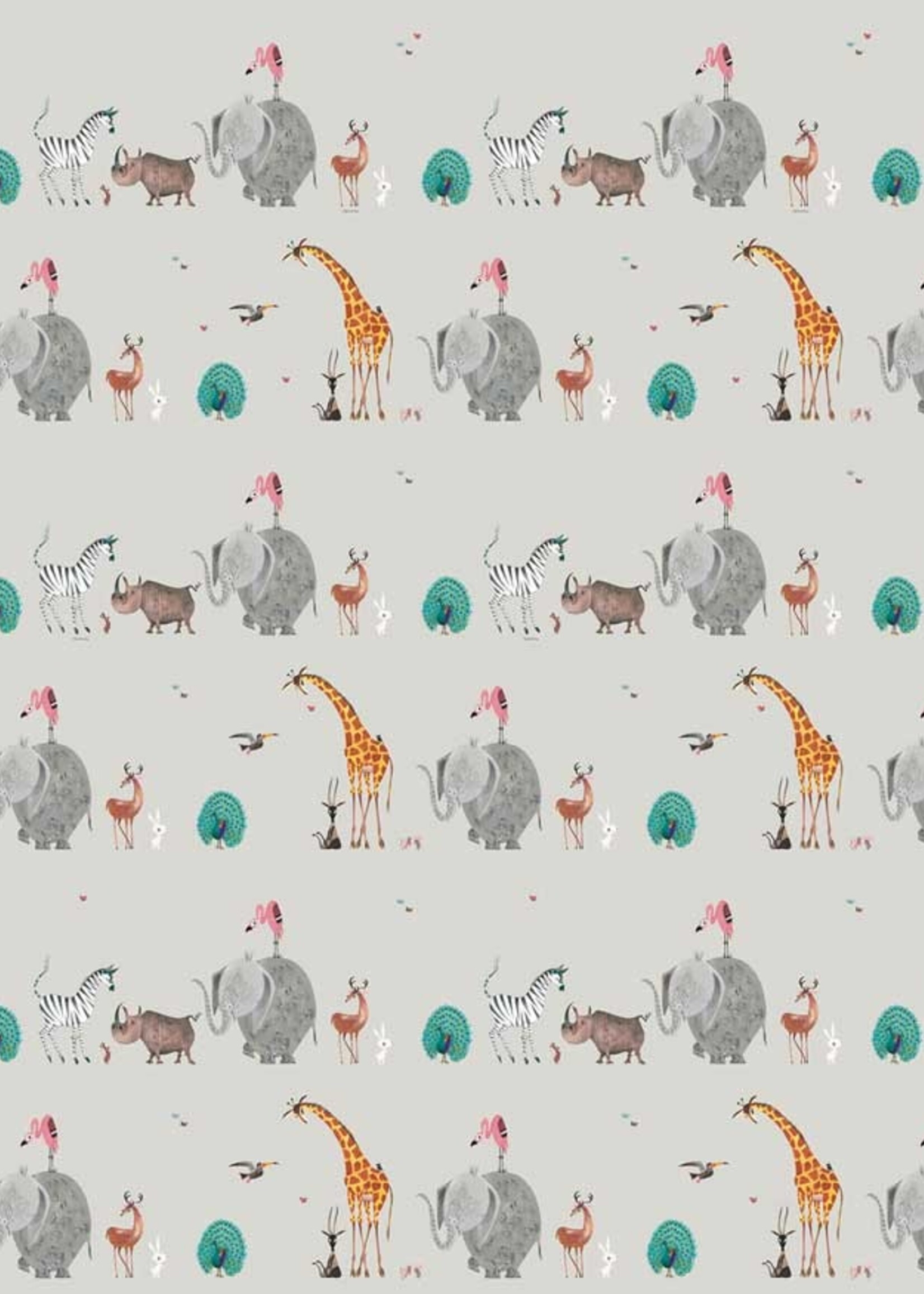 Behang Fiep Westendorp Dierenmix, Grijs, 97.4 x 280 cm