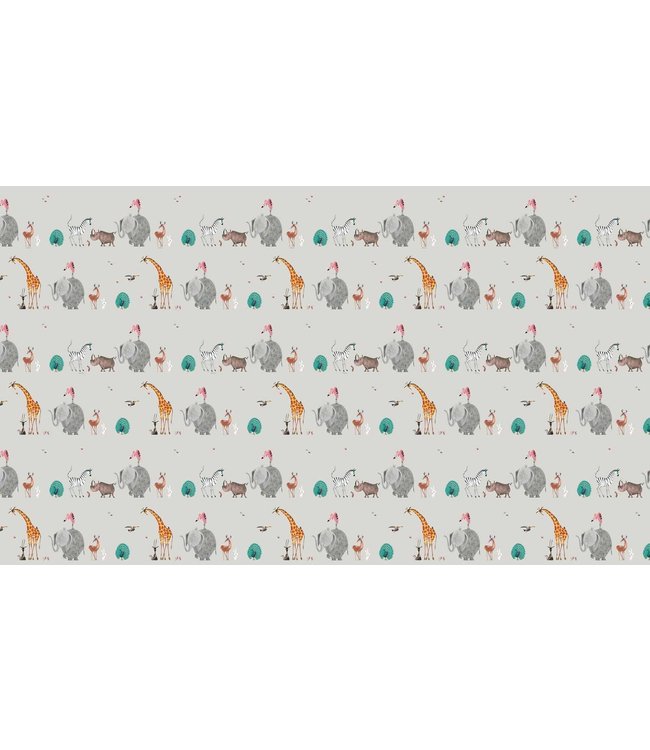 Behang Fiep Westendorp Dierenmix, Grijs, 97.4 x 280 cm