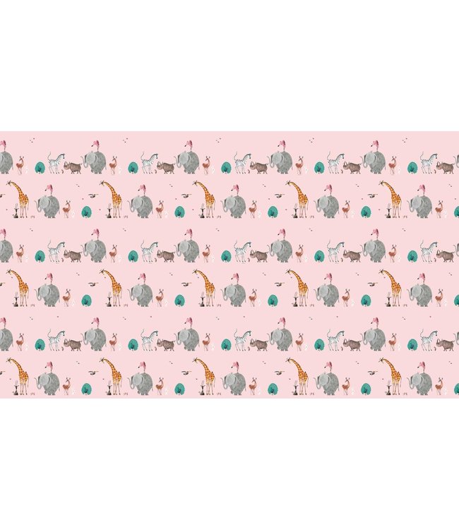 Behang Fiep Westendorp Dierenmix, Roze, 97.4 x 280 cm