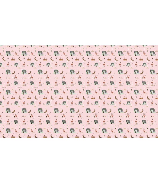 Wallpaper Fiep Westendorp Forest Animals, Pink, 97.4 x 280 cm
