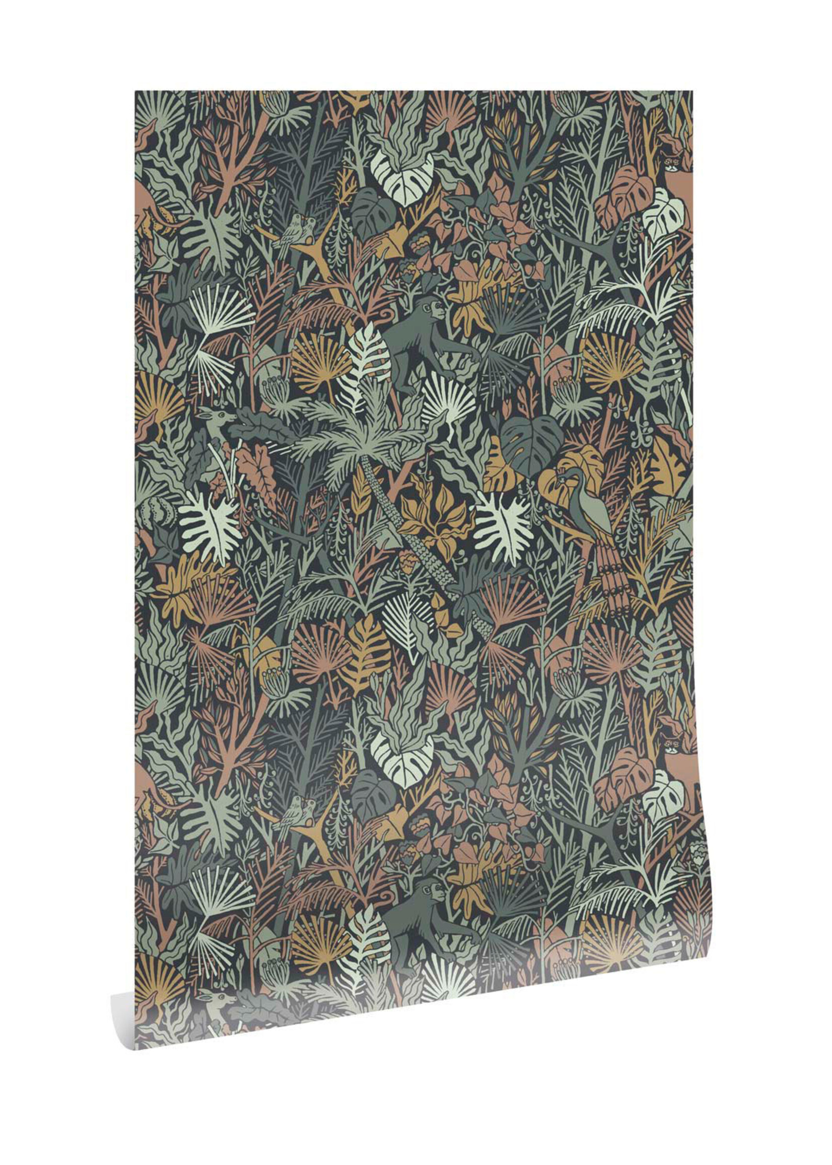 Herhaalbaar Botanisch patroon behang door Floor Rieder, 100 x 280 cm