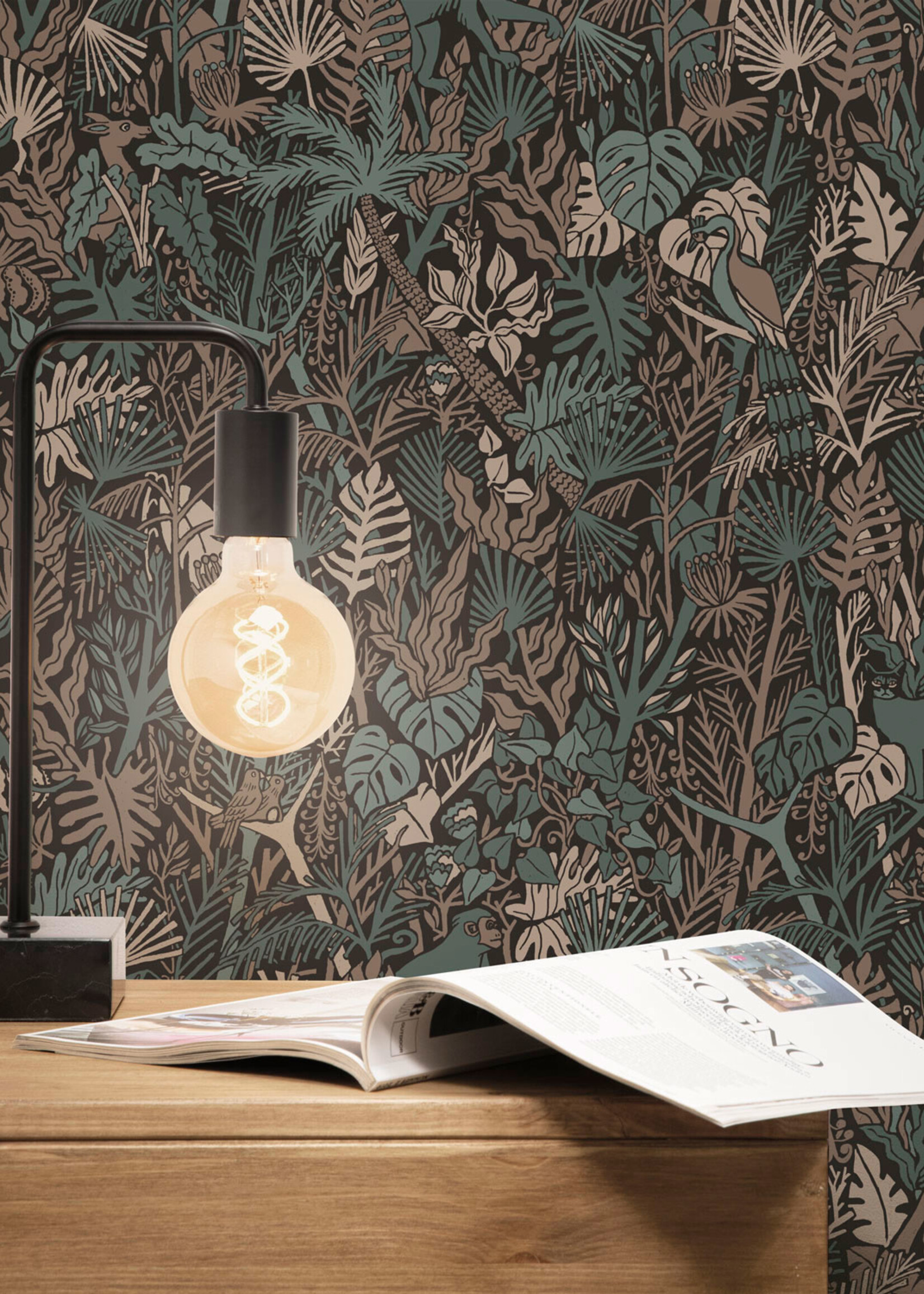 Herhaalbaar Botanisch patroon behang door Floor Rieder, 100 x 280 cm