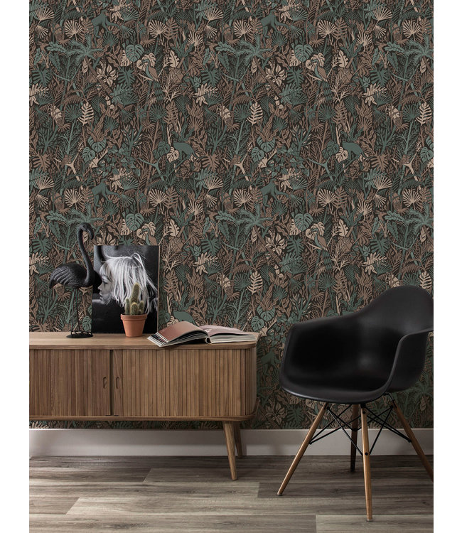 Botanisch patroon behang door Floor Rieder, 100 x 280 cm