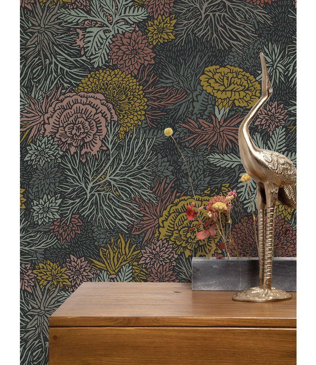 Botanisch patroon behang door Floor Rieder, 100 x 280 cm