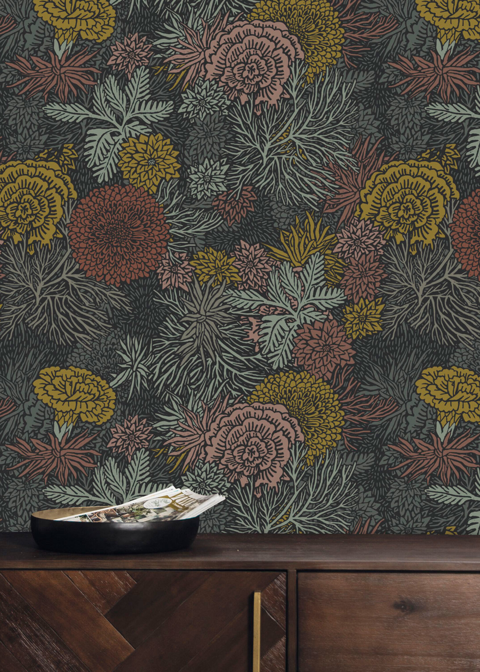 Botanisch patroon behang door Floor Rieder, 100 x 280 cm