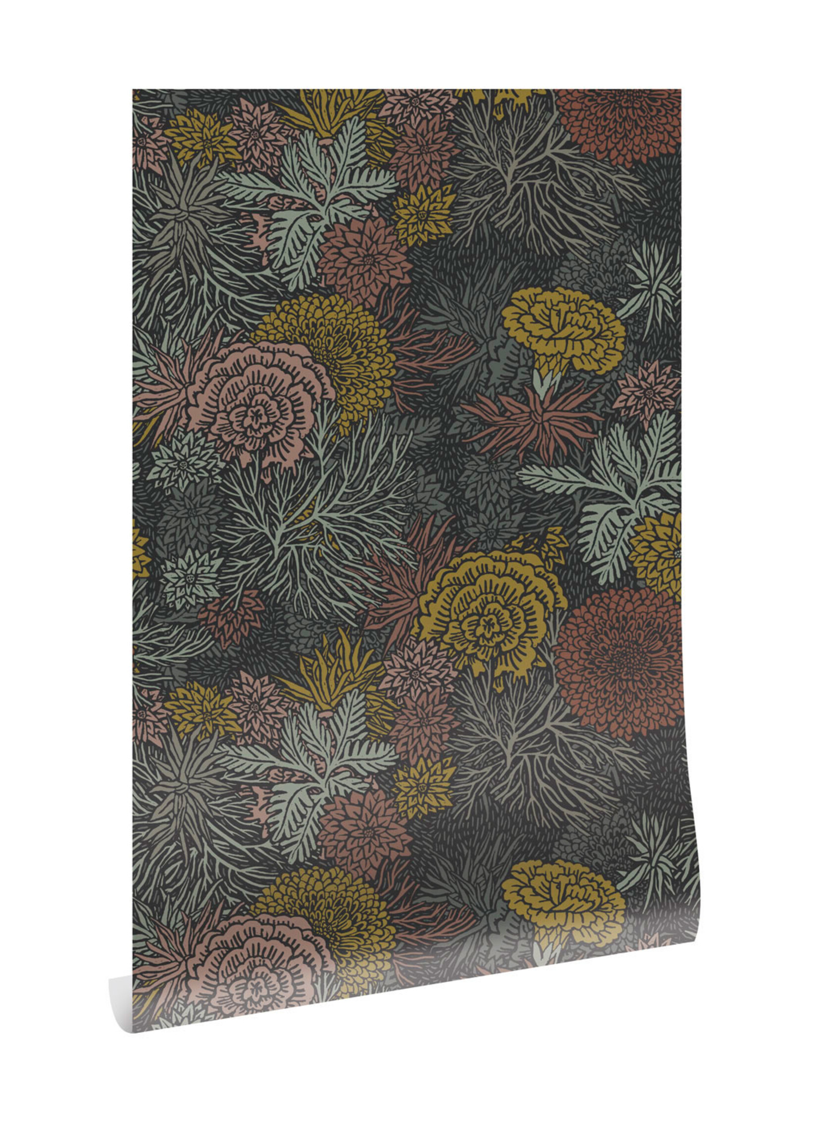 Botanisch patroon behang door Floor Rieder, 100 x 280 cm
