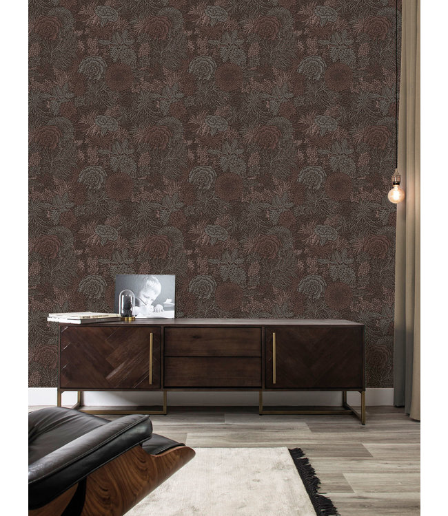 Botanisch patroon behang door Floor Rieder, 100 x 280 cm