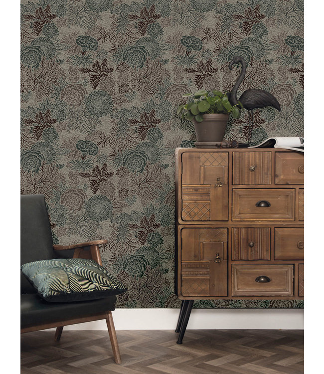 Botanisch patroon behang door Floor Rieder, 100 x 280 cm