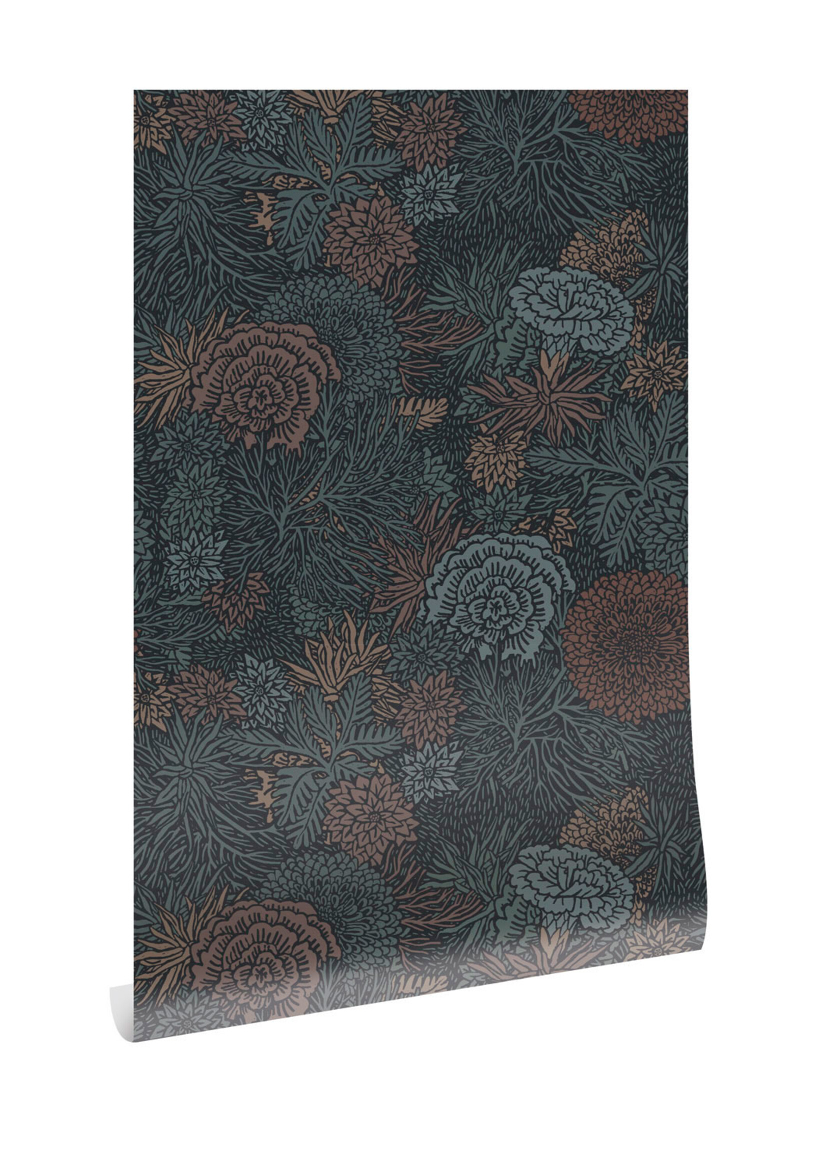 Botanisch patroon behang door Floor Rieder, 100 x 280 cm