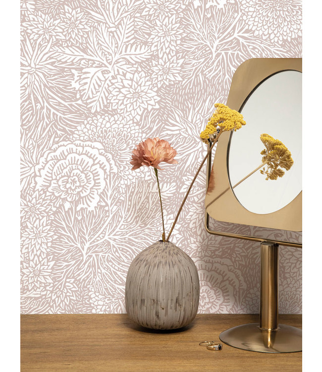 Tapete mit Blumen von Floor Rieder, Rosa, 100 x 280 cm