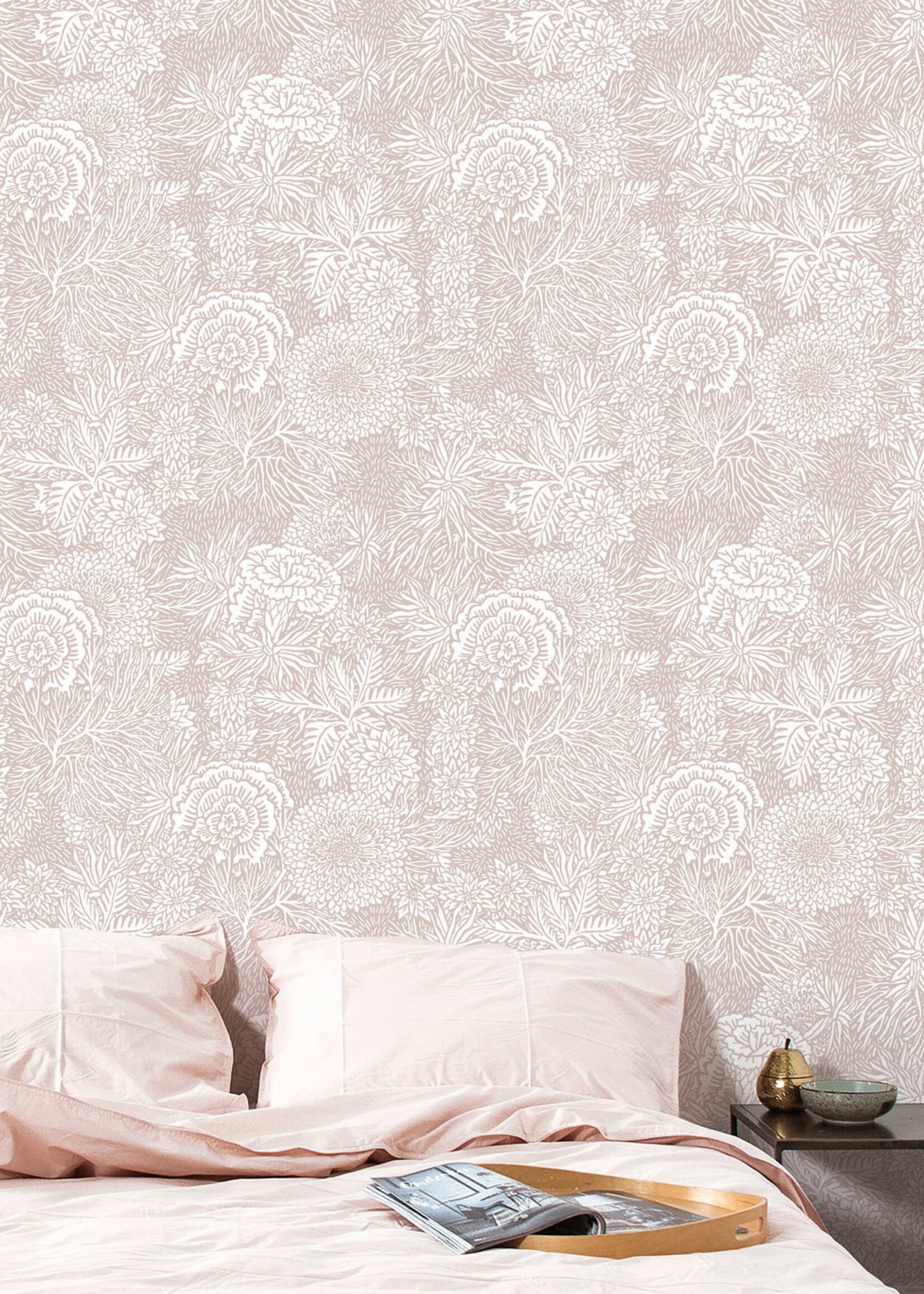 Tapete mit Blumen von Floor Rieder, Rosa, 100 x 280 cm