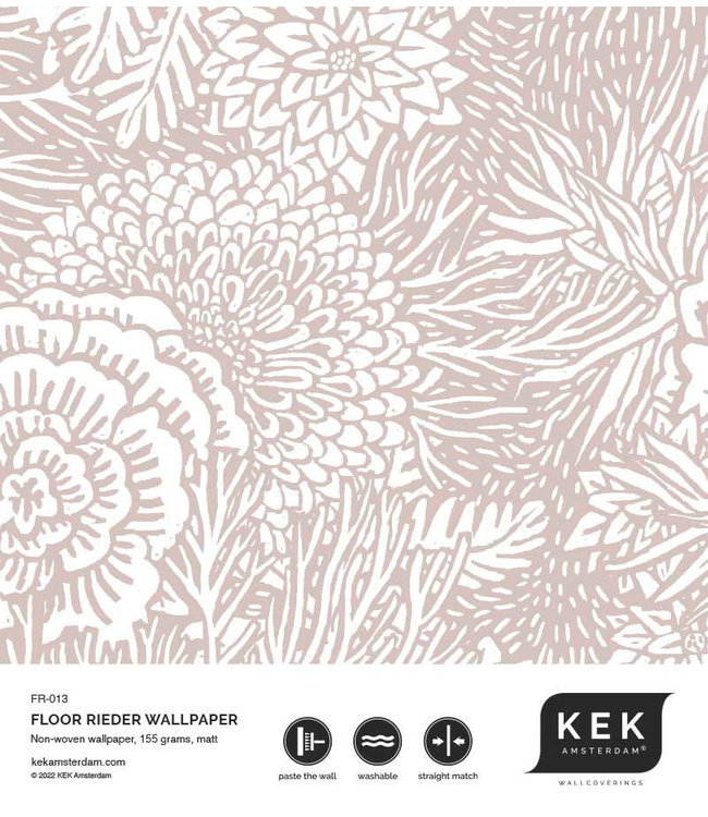 Bloemen behang van Floor Rieder, Nude, 100 x 280 cm