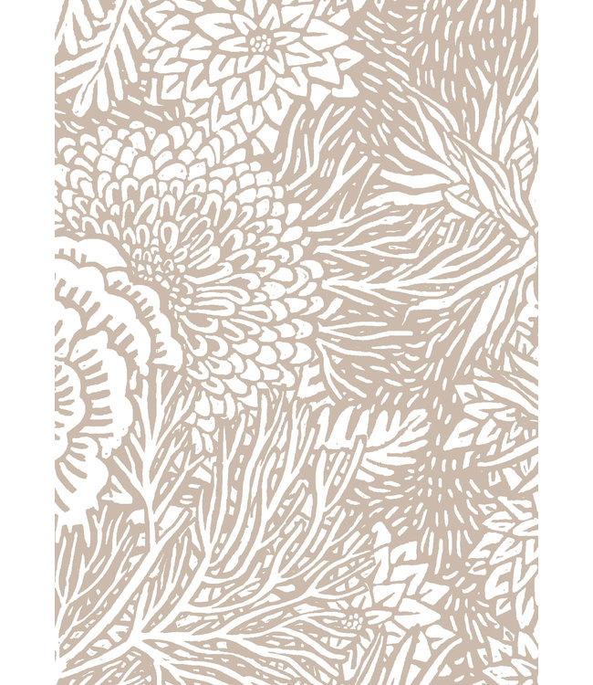 Tapete mit Blumen von Floor Rieder, Lehm, Waschbar, 100 x 280 cm