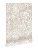 Tapete mit dezenten Blumen, Lehm