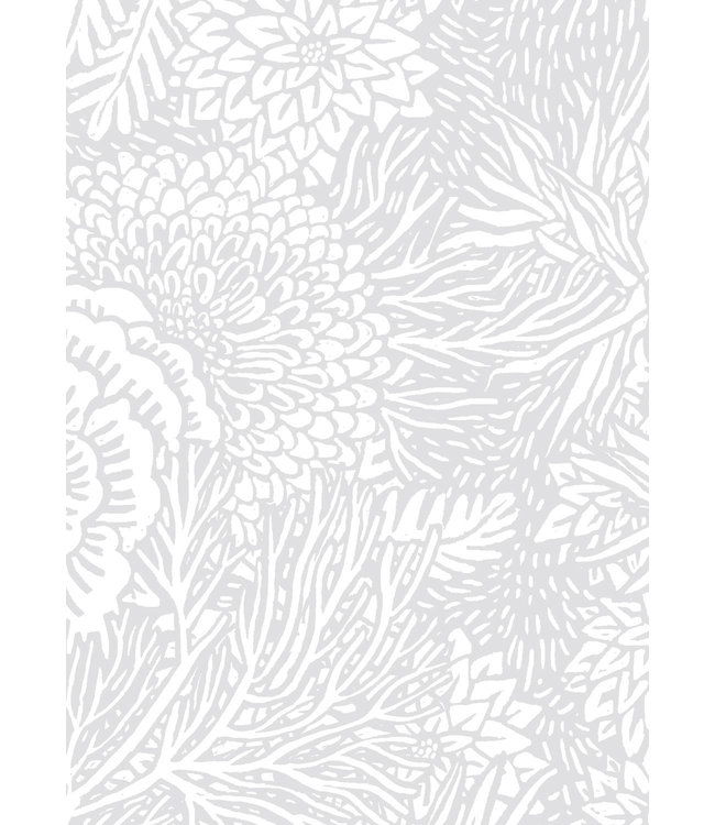 Bloemen behang van Floor Rieder, Grijs, 100 x 280 cm