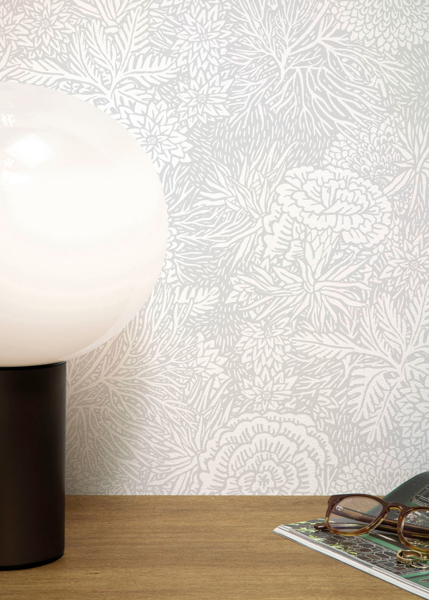 Tapete mit Blumen von Floor Rieder, Grau, 100 x 280 cm