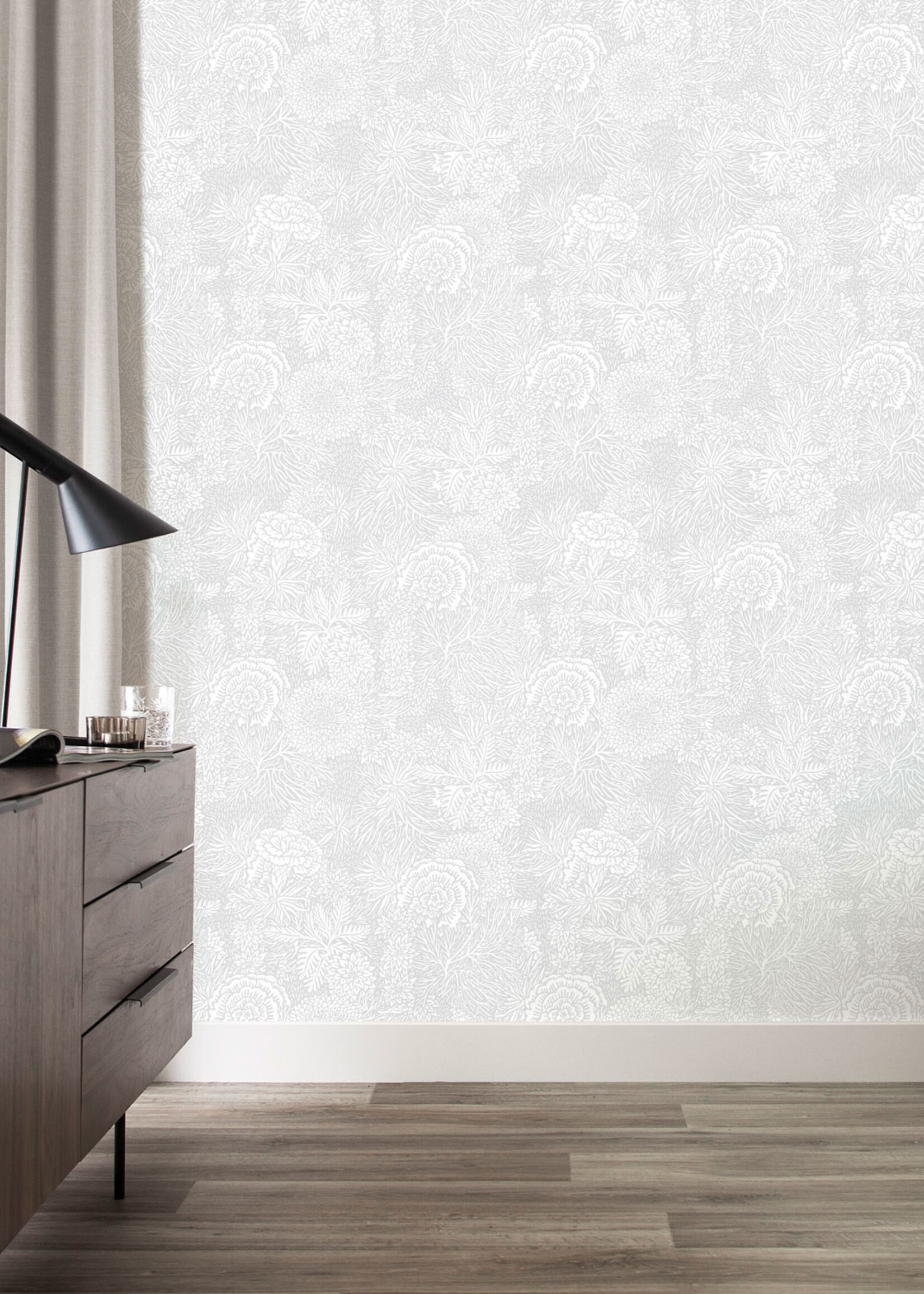 Floral wallpaper by Floor Rieder, Grey, 100 x 280 cm