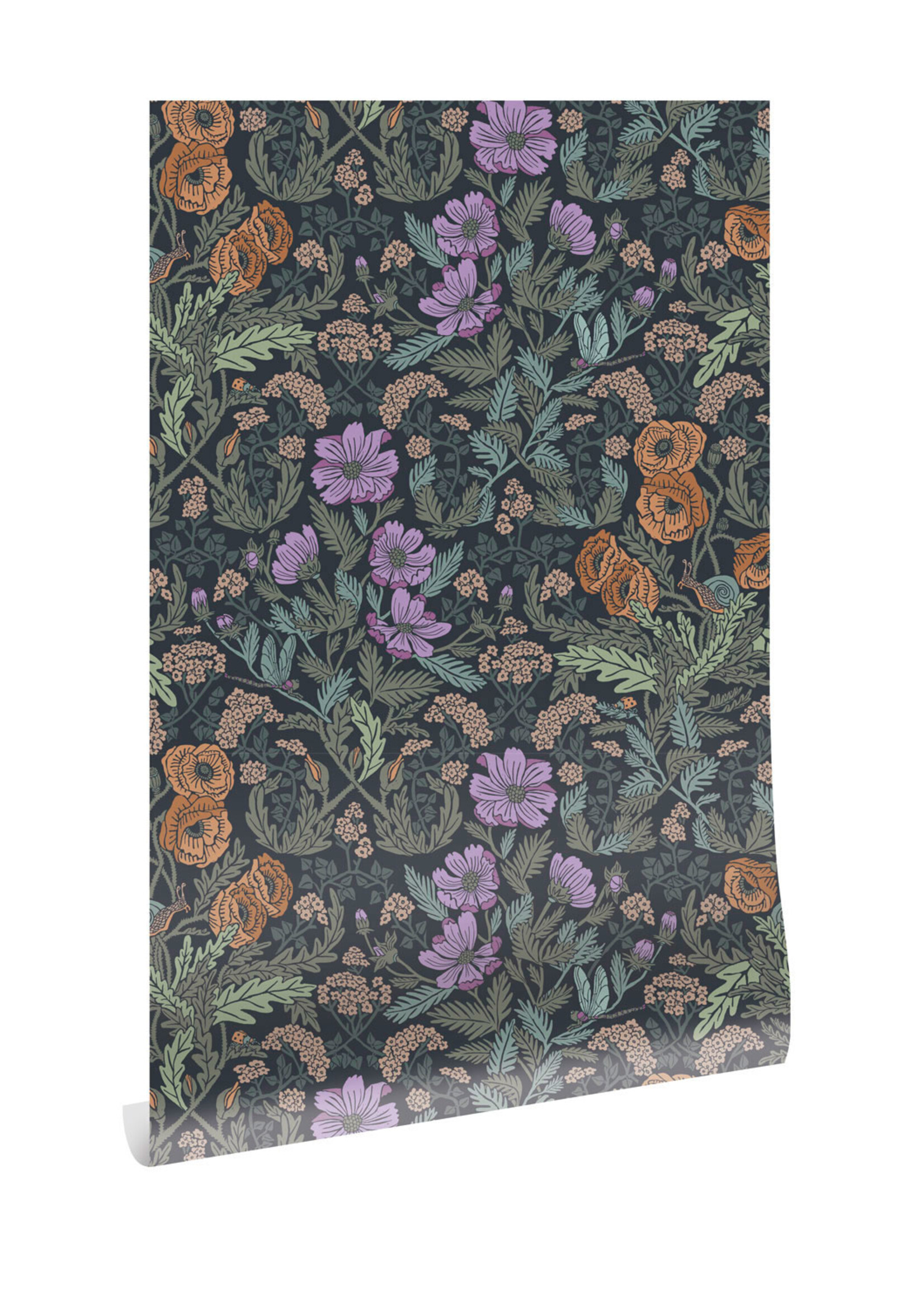 Botanisch patroon behang door Floor Rieder, 100 x 280 cm