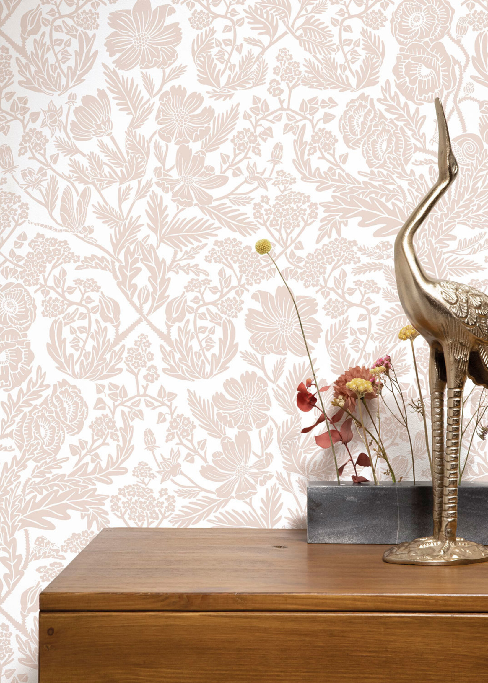 Floral wallpaper by Floor Rieder, Nude, 100 x 280 cm