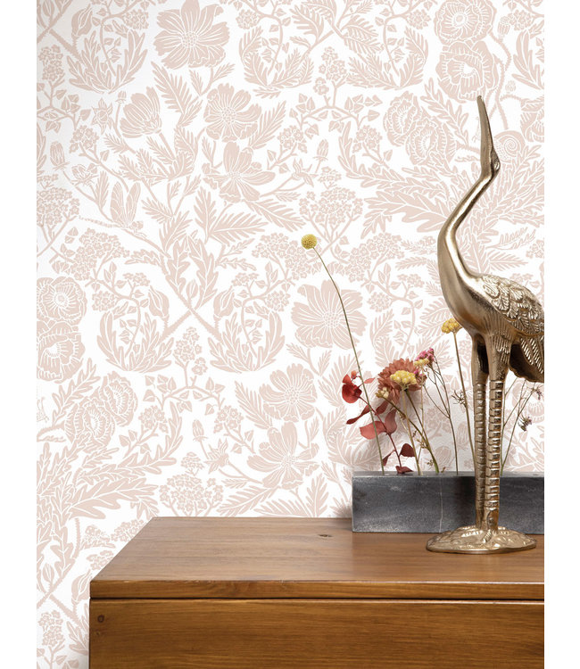 Bloemen behang van Floor Rieder, Nude, 100 x 280 cm