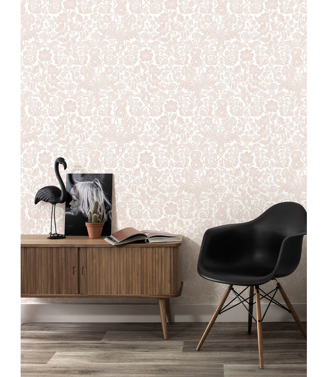 Bloemen behang van Floor Rieder, Nude, 100 x 280 cm