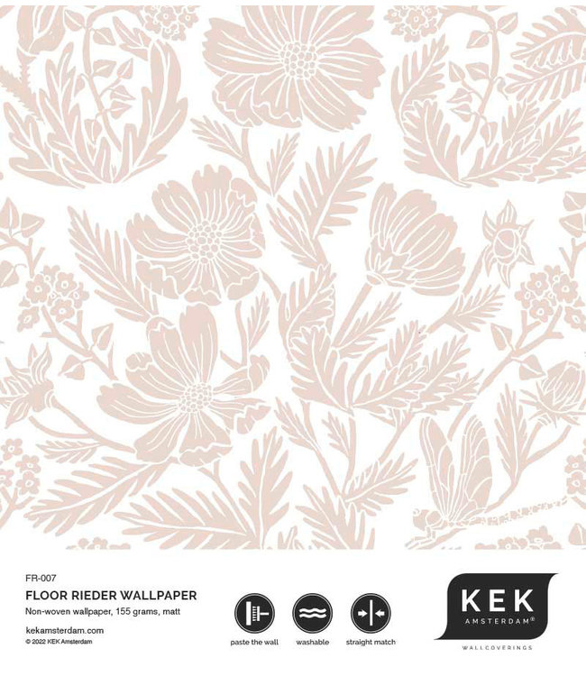 Bloemen behang van Floor Rieder, Nude, 100 x 280 cm