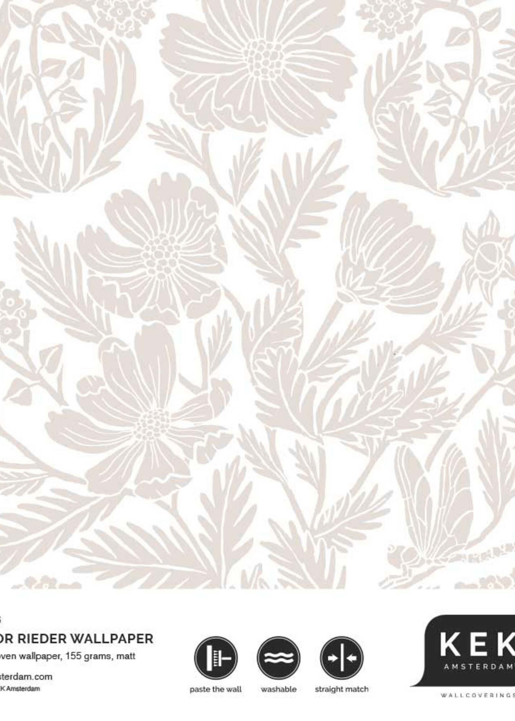 Bloemen behang van Floor Rieder, Zand, 100 x 280 cm