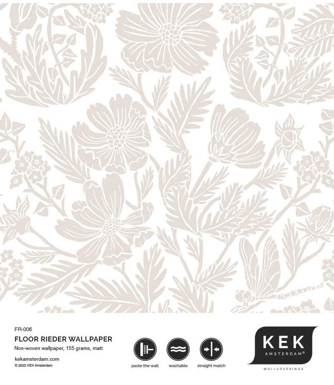 Bloemen behang van Floor Rieder, Zand, 100 x 280 cm