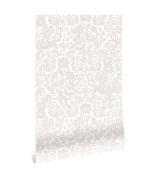Herhaalbaar Behang met subtiele bloemen, Zand