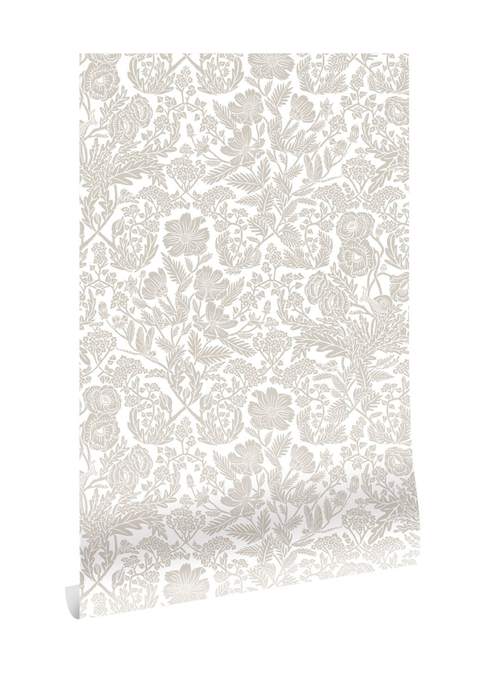 Bloemen behang van Floor Rieder, Beige, 100 x 280 cm