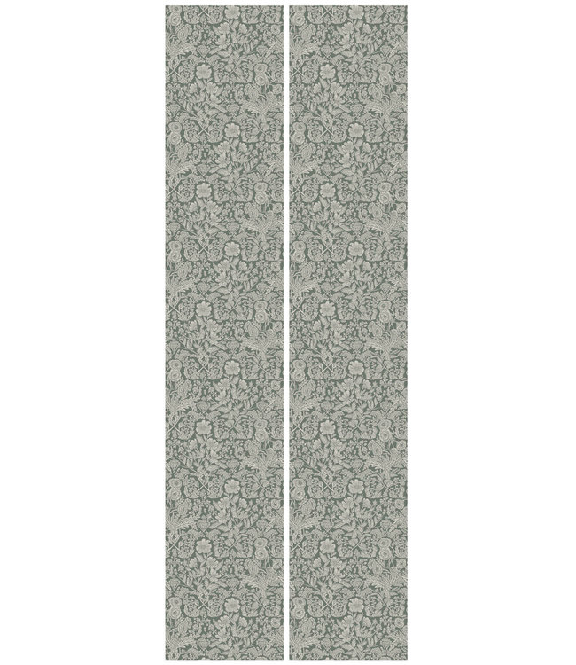 Wallpaper with drawn floral pattern by Floor Rieder, Green, 100 x 280 cm