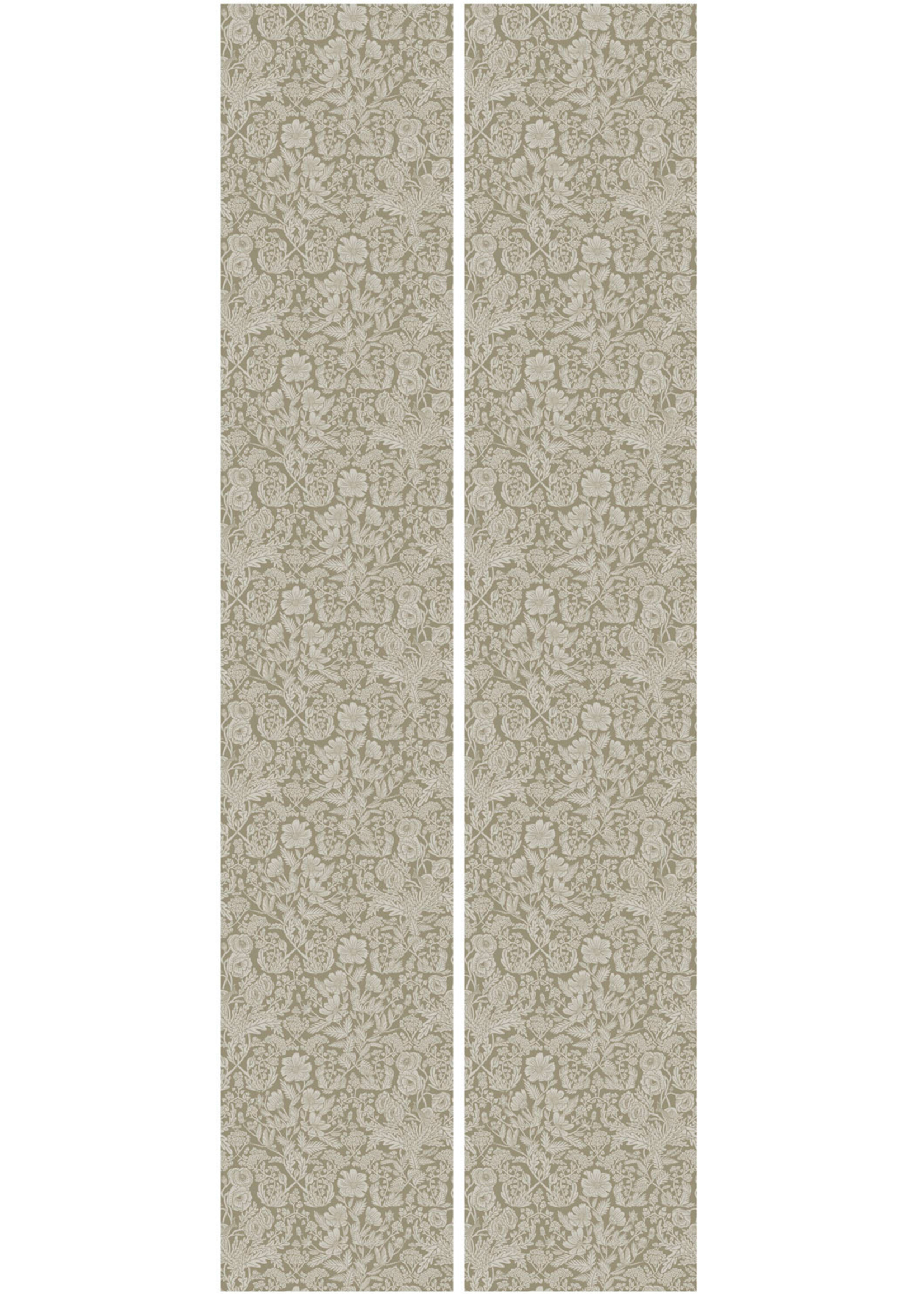 Wallpaper with drawn floral pattern by Floor Rieder, Sand, 100 x 280 cm