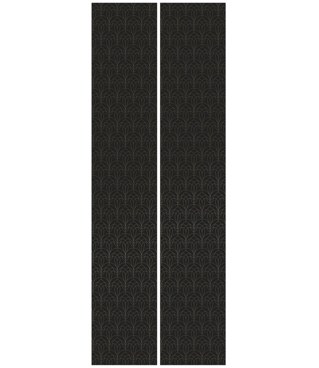 Golden Lines, Gold geometric lines wallpaper, Black, Washable, 100 x 280 cm