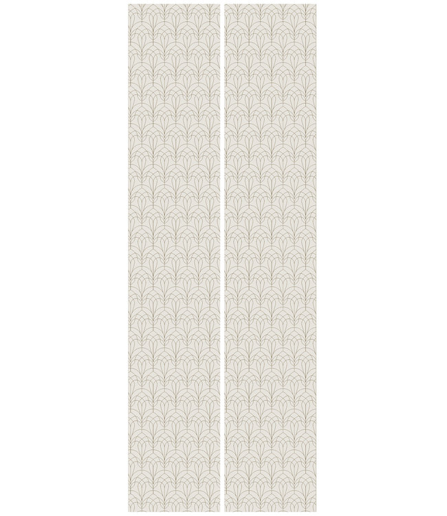 Golden Lines, Goud geometrisch lijnen behang, Off-white, Afwasbaar, 100 x 280 cm