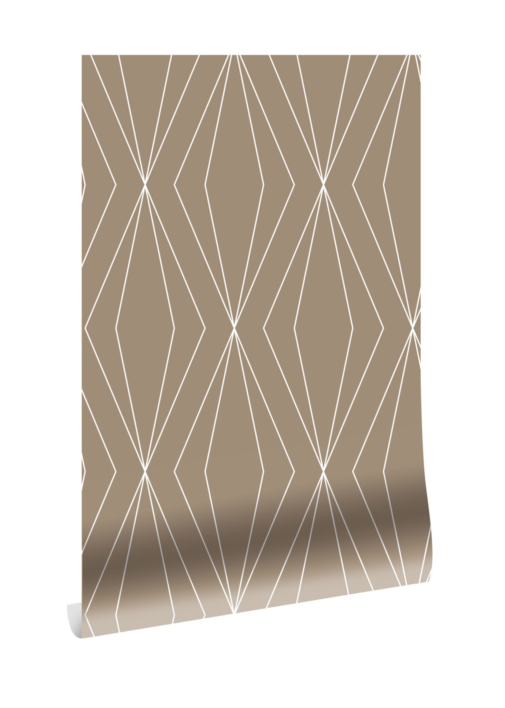 Herhaalbaar Graphic Lines, behang met grafische lijnen, Klei, 100 x 280 cm
