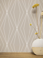 Herhaalbaar Graphic Lines, Tapete mit grafischen Linien, Sand, WP-741