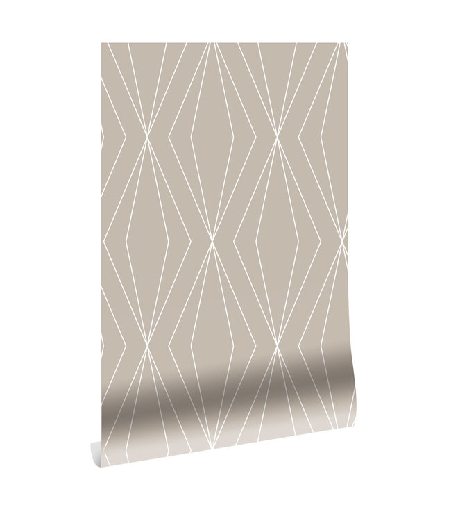 Graphic Lines, behang met grafische lijnen, Zand, 100 x 280 cm
