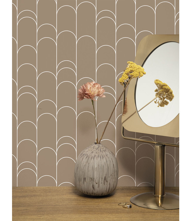 Graphic Lines wallpaper, Clay, 100 x 280 cm