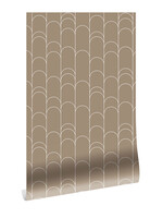 Herhaalbaar Graphic Lines, Tapete mit grafischen Linien, Lehm,  WP-739