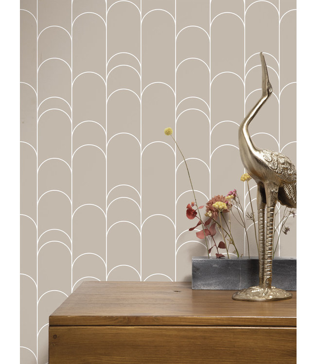 Graphic Lines wallpaper, Sand, 100 x 280 cm