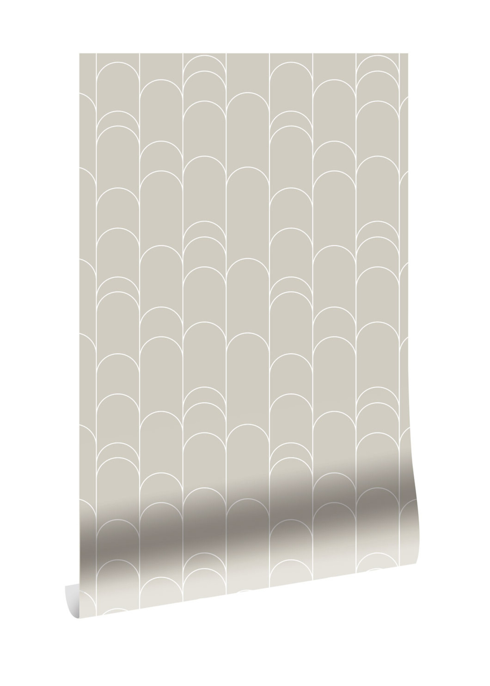Herhaalbaar Graphic Lines, behang met grafische lijnen, Beige, 100 x 280 cm