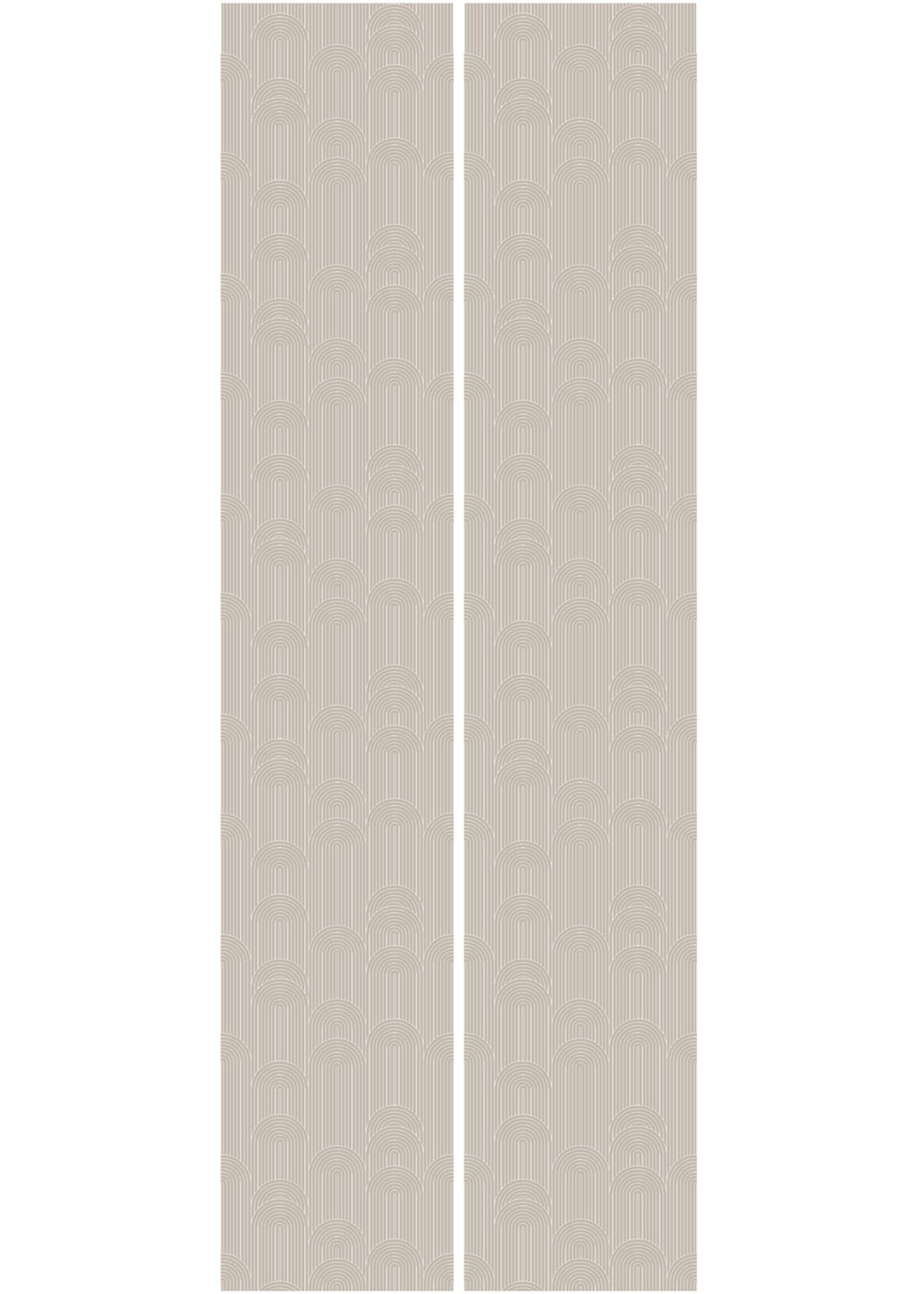 Herhaalbaar Graphic Lines, behang met grafische lijnen, Zand, 100 x 280 cm