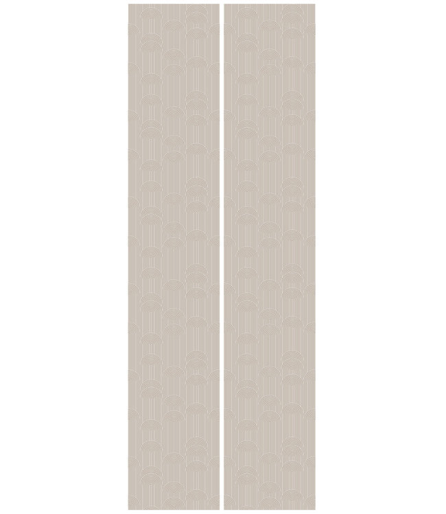 Graphic Lines, behang met grafische lijnen, Zand, 100 x 280 cm