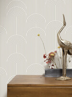 Herhaalbaar Graphic Lines, Tapete mit grafischen Linien, Beige, WP-734
