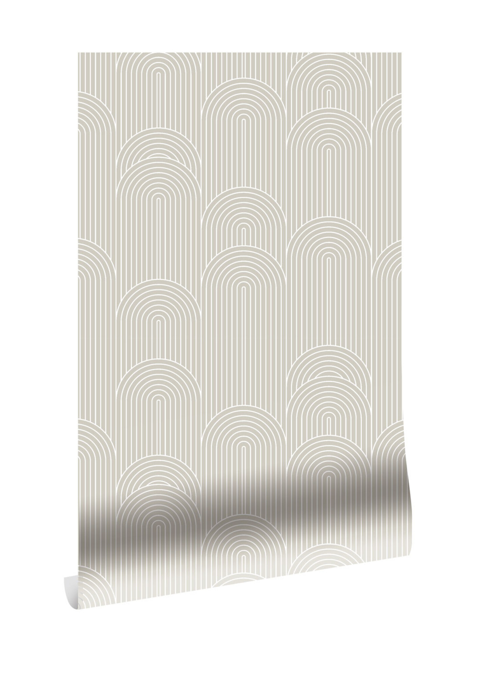 Herhaalbaar Graphic Lines wallpaper, Beige, 100 x 280 cm