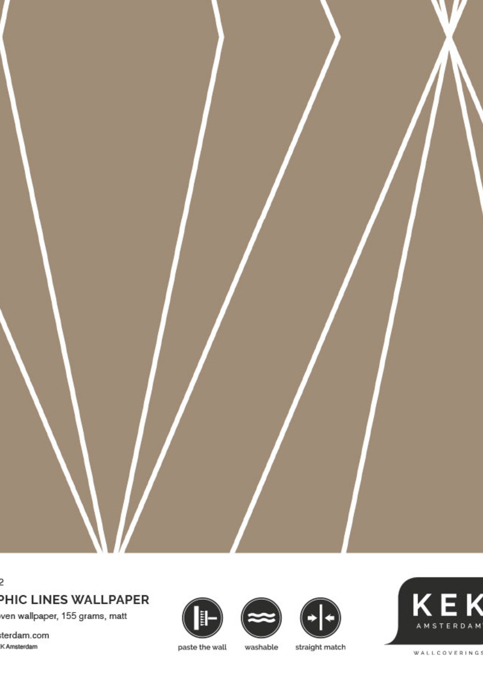 Herhaalbaar Graphic Lines, behang met grafische lijnen, Klei, 100 x 280 cm