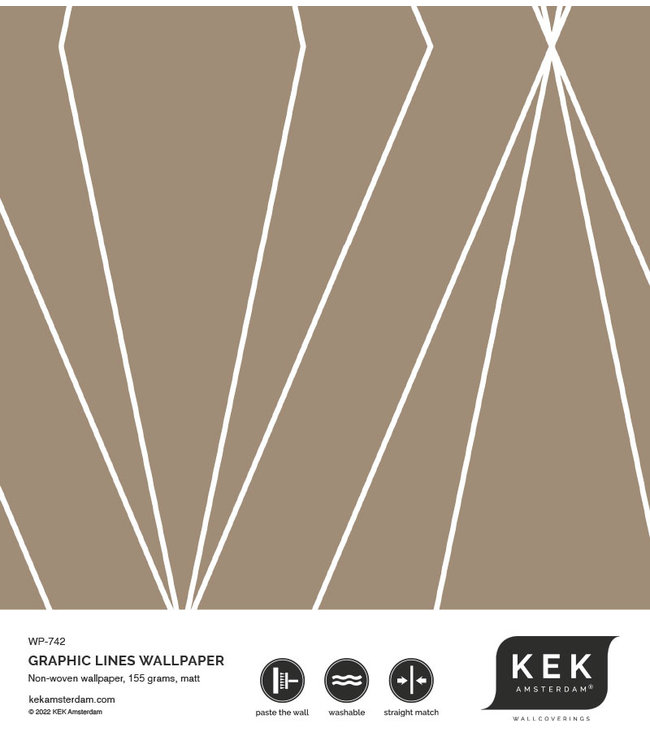 Graphic Lines, Tapete mit grafischen Linien, Lehm, 100 x 280 cm